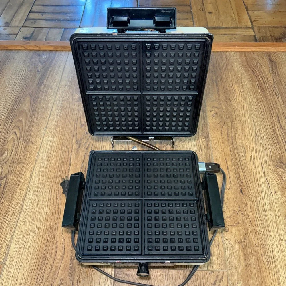 Vintage Sears CounterCraft Grill-Waffle Maker Brown Cream Botanical Herb Tested